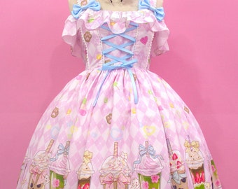 Sweet Lolita Cat Bubble Tea Print Kawaii JSK Dress