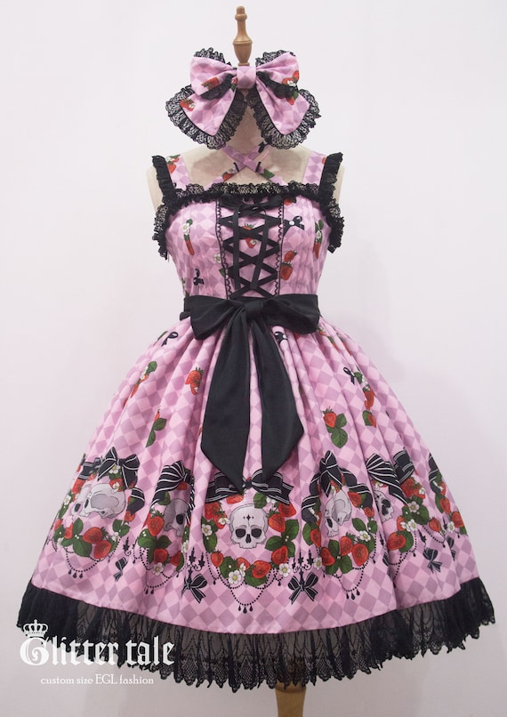 Custom Size Strawberry Skull JSK Dress Gothic Sweet Lolita Fashion Etsy