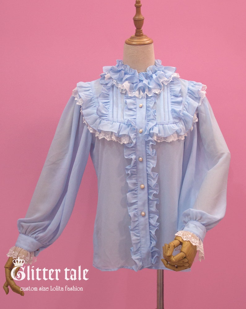 Custom size Sweet Classic Lolita Candy lace Chiffon Blouse image 1