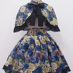 Gobelin Cape Skirt Set Old School Classic Lolita Floral Print