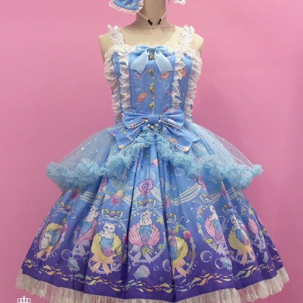 Taille personnalisée Sweet Lolita EGL chat sirène Kawaii JSK robe