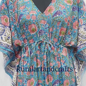 Handmade Cotton Kaftan Dress: Jaipuri Block Print Summer Top