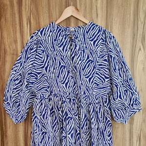 Block Print Cotton Dress: Deep Neck Indian Summer Dress