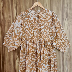 Hand Block Printed Floral Cotton Dress - Indian Design