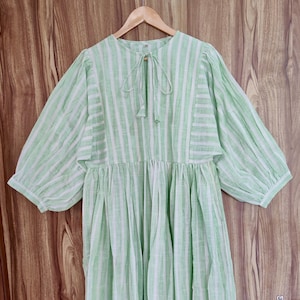 Hand Loomed Cotton Midi Dress: Block Print Deep Neck