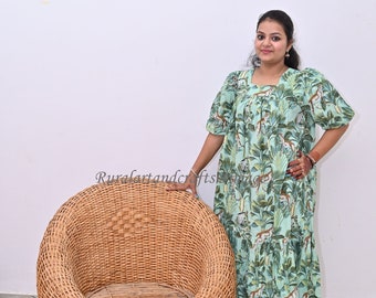 Pure Cotton Earthy Floral Bohemian Blouse Top Indian Block Print Daywear 3