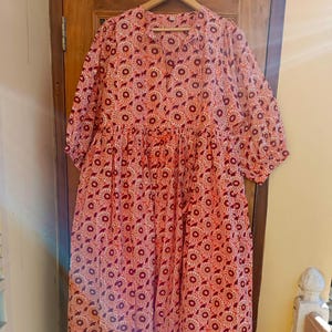 Handmade Cotton Midi Dress: Floral Block Print Sundress