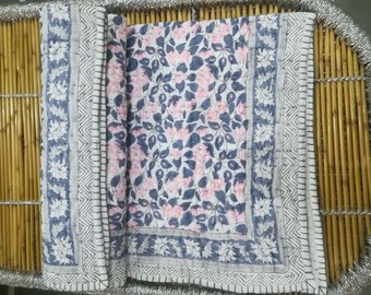 Amazing Vintage Kantha Baby Quilt 43 x 75 Inches Bohemian Baby Bedding Reversible Baby Blanket Handmade Baby Shower Room Decor Gift