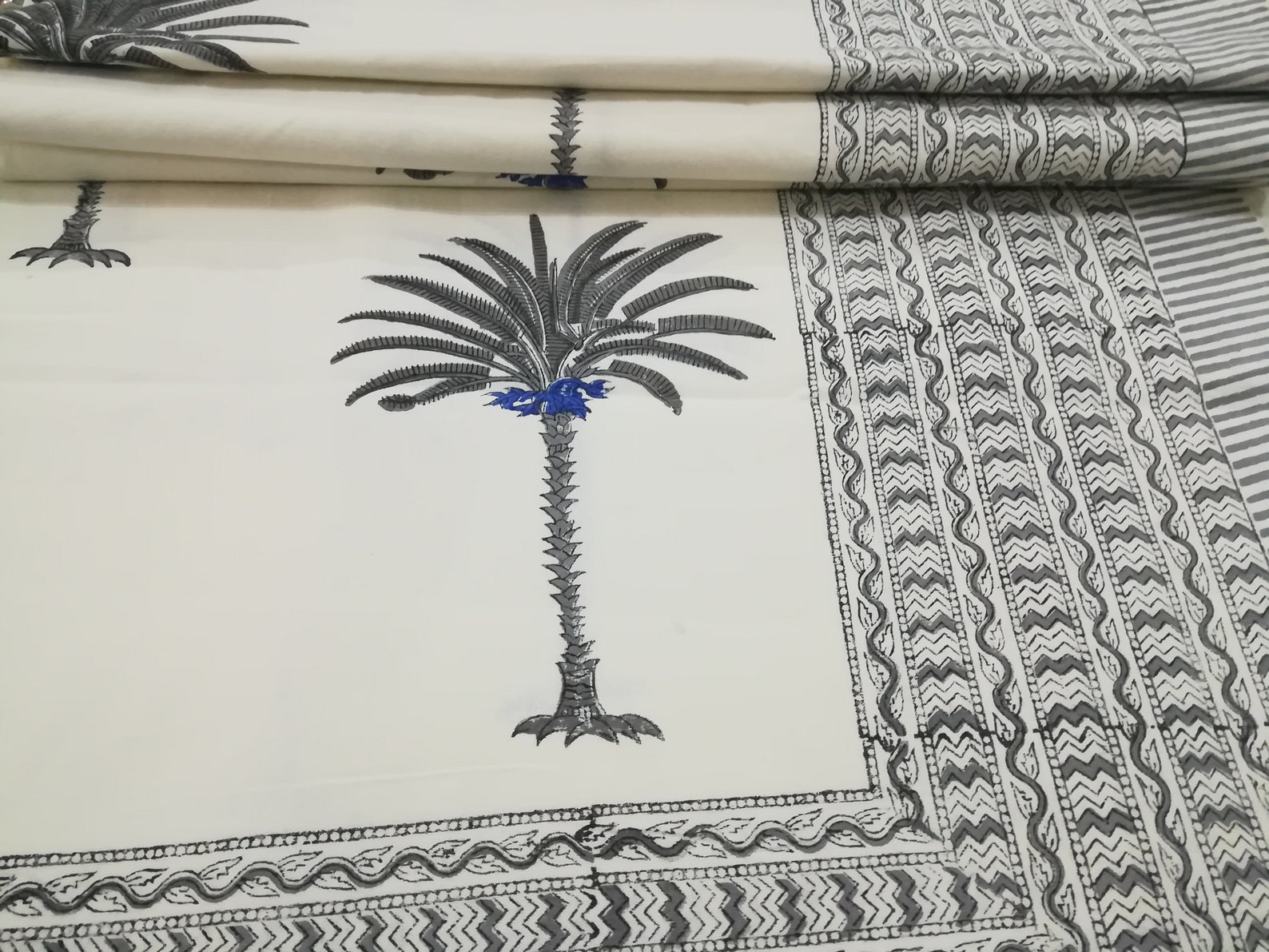 Palm Tree Cotton Flat Bed Sheet Bedroom Decor Hand Block - Etsy