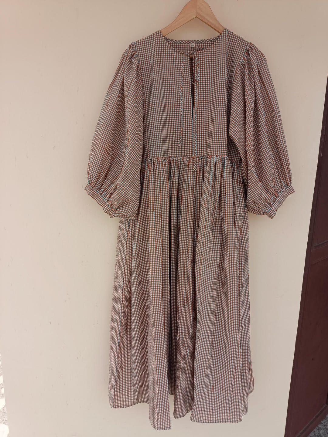 Sandstone Stripe Shirt Dress – Cotton Y/D Collared Midi