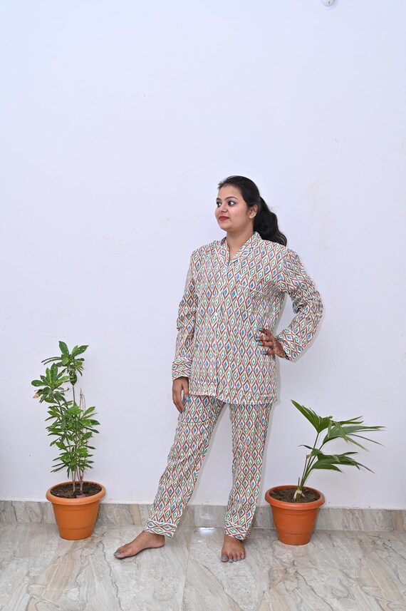 Ladies Night Suit Indian Pajama Bridesmaids PJ Set Woman s Nightwear Button up Set Luxury Cotton Pajama Set unisex Comfortable Sleepwear Etsy UK