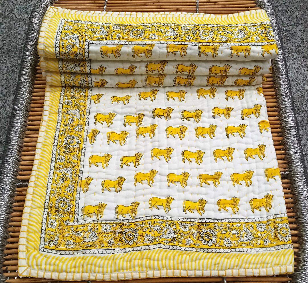Indian Handmade Baby Quilt Hand Block Print Baby Quilt Ox - Etsy