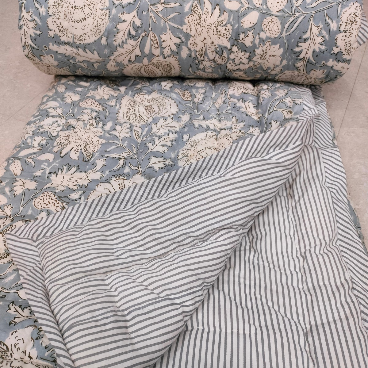 Jaipuri Razai Hand Block Printed Kantha Quilt Lightweight Soft Quilt 100% Cotton Comforter Handmade Quilt King Size - Etsy