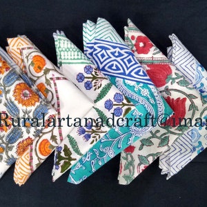 Hand Block Print Cotton Napkins: Assorted Colors, Kitchen & Dining