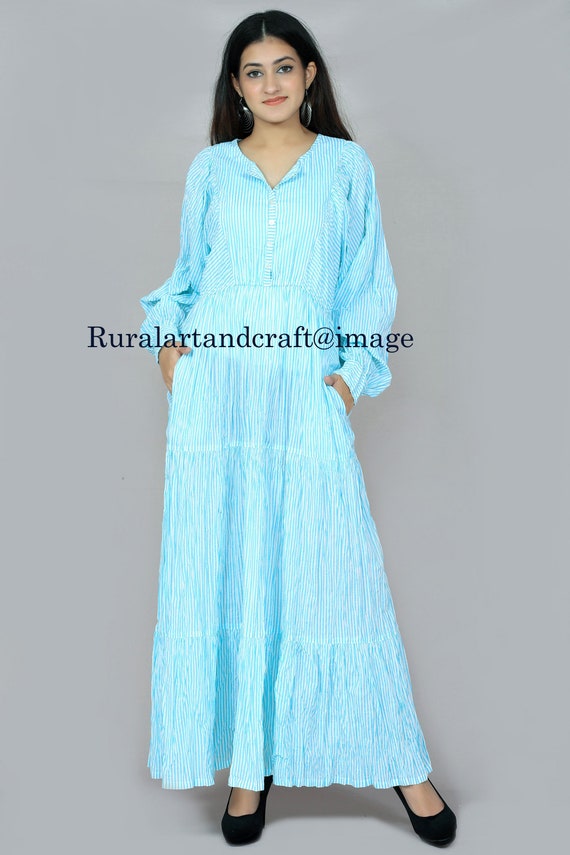 Mehraab Hand Block Print Cotton Spaghetti Dress