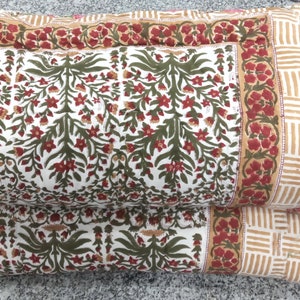 New Multi Floral Print Reversible Quilt Soft Cotton Quilt Kantha Quilt Jaipuri Block Print Quilt Indian Handmade Kantha Quilt Bedspread