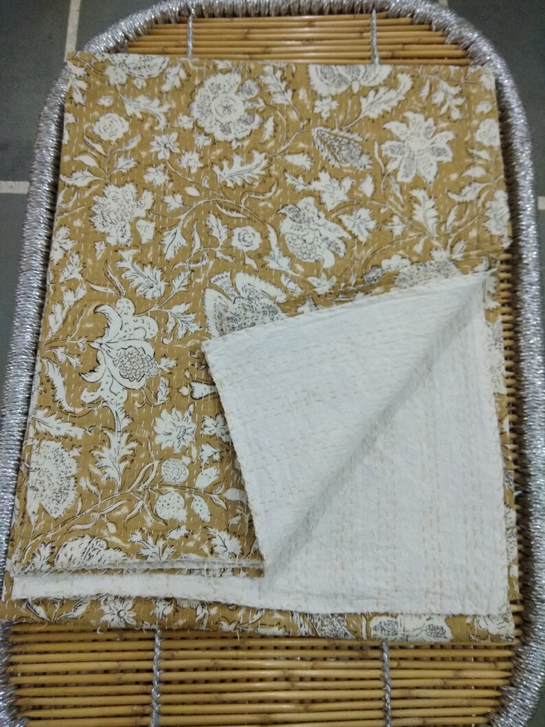 California King Size Kantha Bedspread Blanket Kantha Throw Etsy