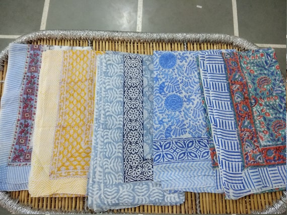 Hand Printed Cotton Sarong: Sanganeri Block Print Scarf