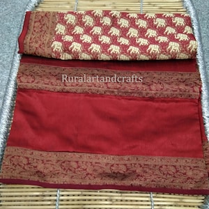 New Handmade Art Silk Bed Cover Bedspread Blanket Throw Silk Blanket With 2 Pillow or 2 Cushion Cover King Size