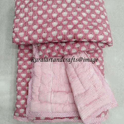 Reversible Quilt Soft Cotton Quilt Hand Block Print Quilt Etsy