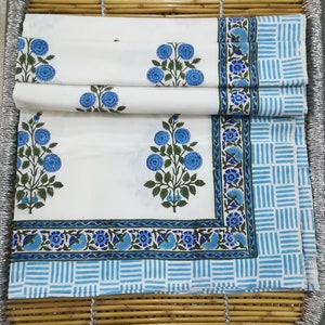 Hand Block Print Cotton Bed Sheet: Jaipuri Floral Bed Cover