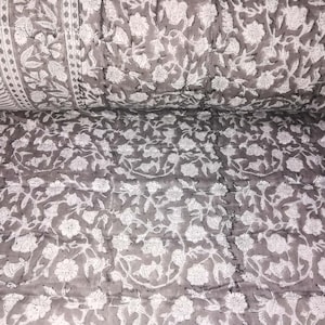 New Indian Handmade Reversible Quilt Soft Cotton Quilt Hand Block Print Quilt Floral Print Soft Cotton Quilt