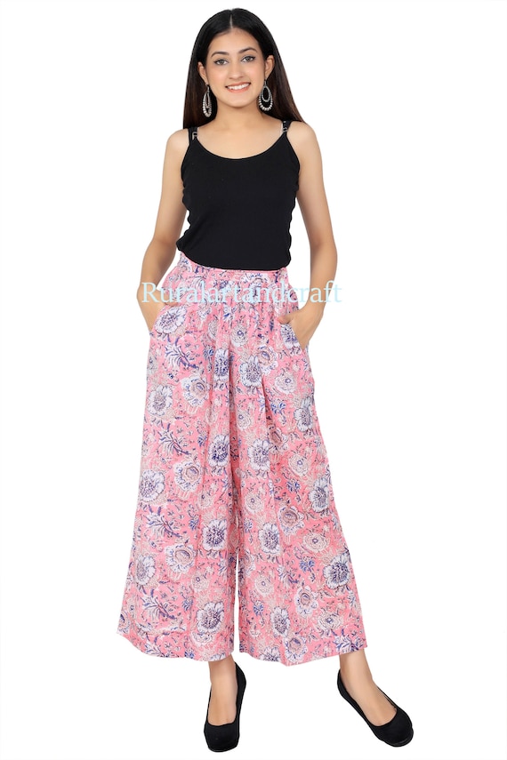 PRINTED PALAZZO TROUSERS - Pink