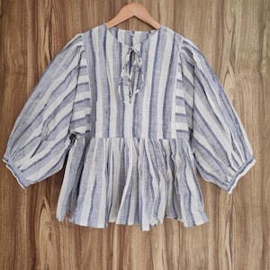 Kyra Top Dress, Mini Dress, floral Block Print Tunic Top, Deep Neck with string closer Hand Loom Cotton