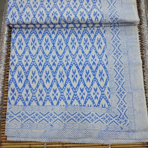 Cotton Ikat Bedspread: Indian Block Print Throw Blanket