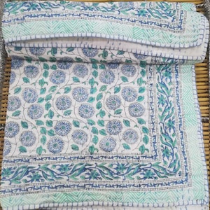 Indian Handmade Baby Quilt Cotton Baby Quilt Hand Block Print Cotton Kantha Bedding Baby Blanket Kantha Baby Quilt 40x40&quot;inch