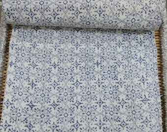 Block Print Cotton Kantha Bed Cover: Handmade Quilted Bedding