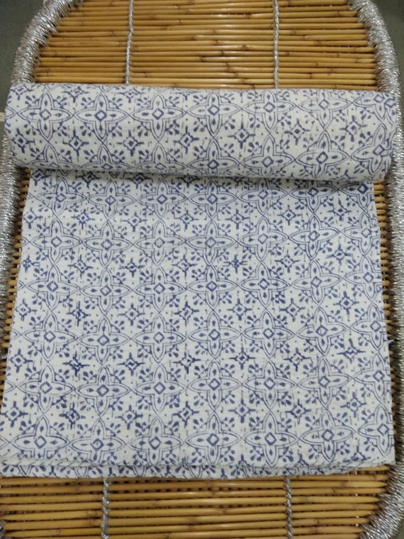 Block Print Cotton Kantha Bed Cover: Handmade Quilted Bedding
