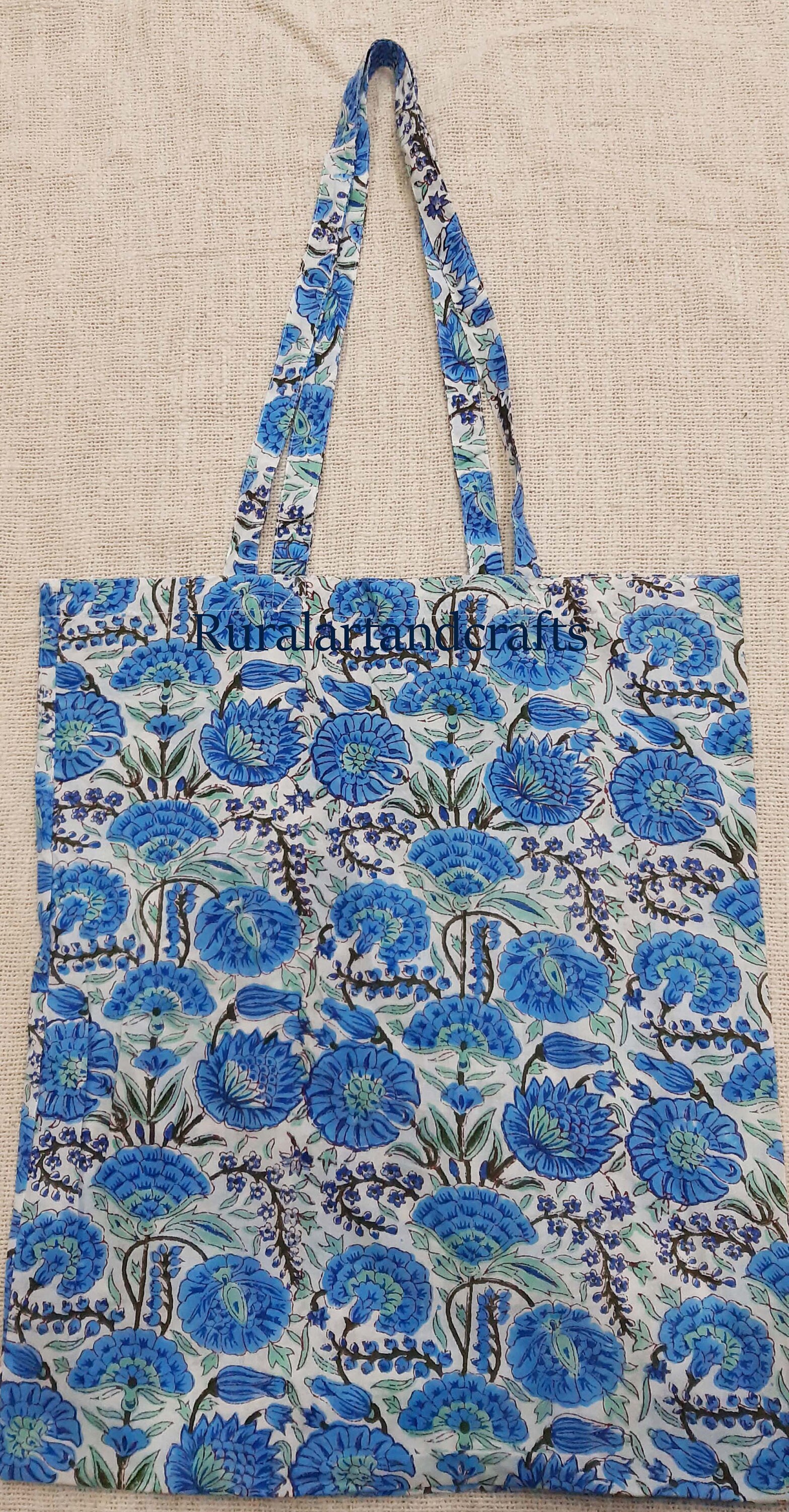 Craft Lovers Handblock Printed Cotton Tote Bag - Lightweight Shoulder Bag For Travel & Shopping