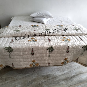 Hand Cotton Quilt Reversible Quilt Soft Cotton Quilt Hand Block Print Quilt Floral Print Soft Cotton Quilt