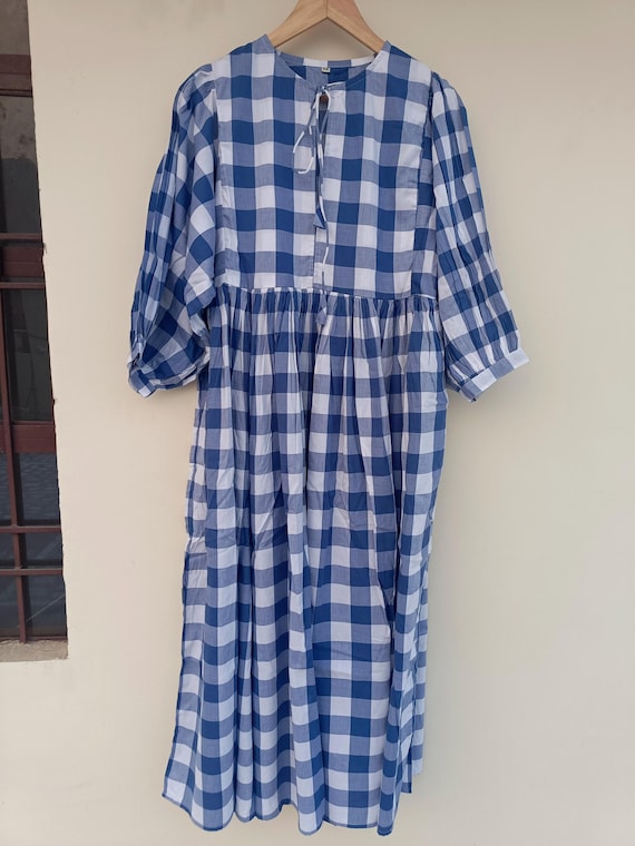 white christmas dresses Sansa Handloom Cotton Tie-up Dress – Tritva main image 1