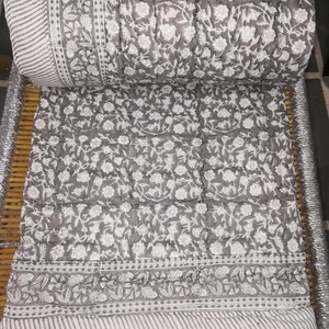 Cotton  Kantha Reversible Quilt Soft Cotton Quilt Hand Block Print Quilt Floral Print Soft Cotton Quilt New Indian Handmade Bedspread Quilt