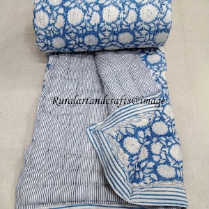Cotton doft quilt Natural Vegetable kantha quilt King Size light weight weight Pura cotton quilt floral print quilt
