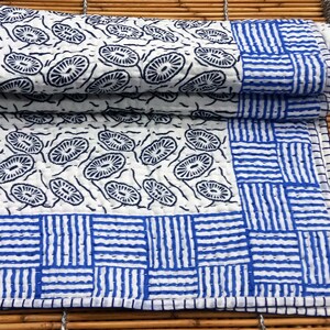 Hand Block Print Baby Quilt: Indian Cotton Kantha Blanket