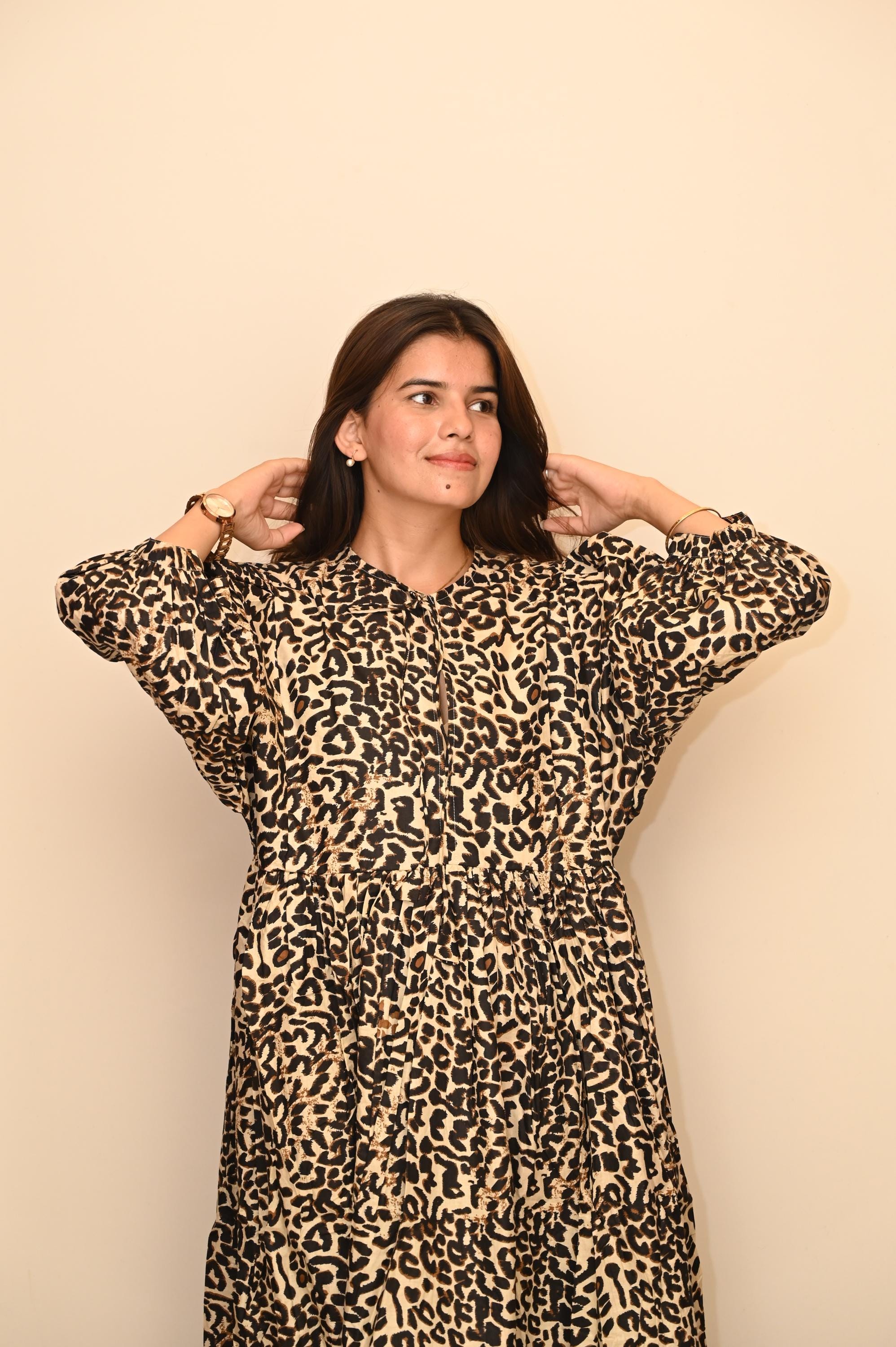 boho animal print dress Sophie - Boho Maxi Dress - Leopard Print