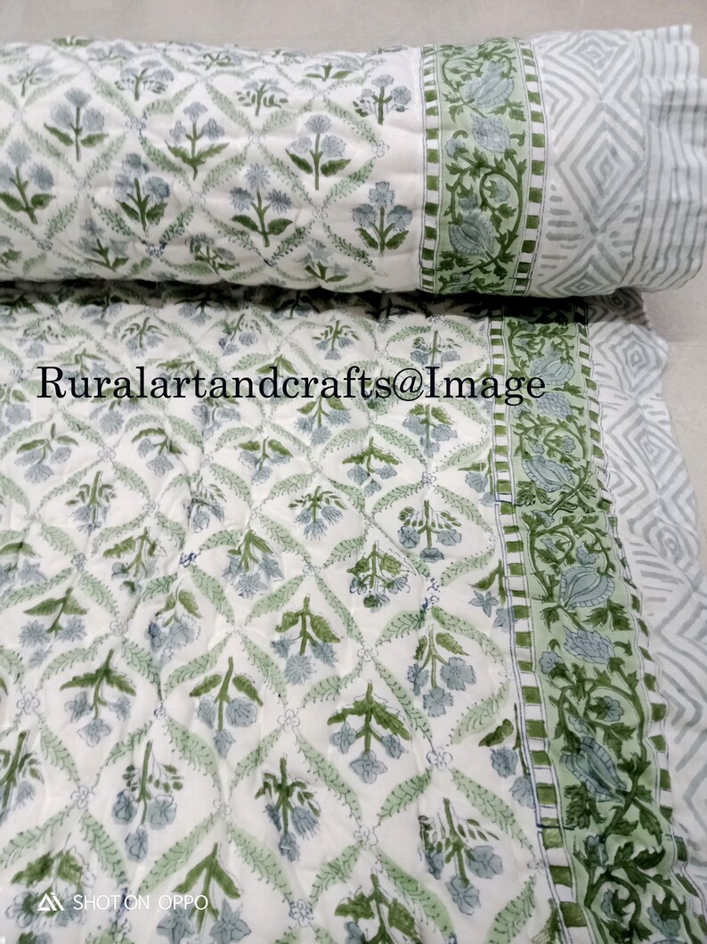 New Hand Block Print Cotton Quilt Reversible Indian Quilt New Etsy