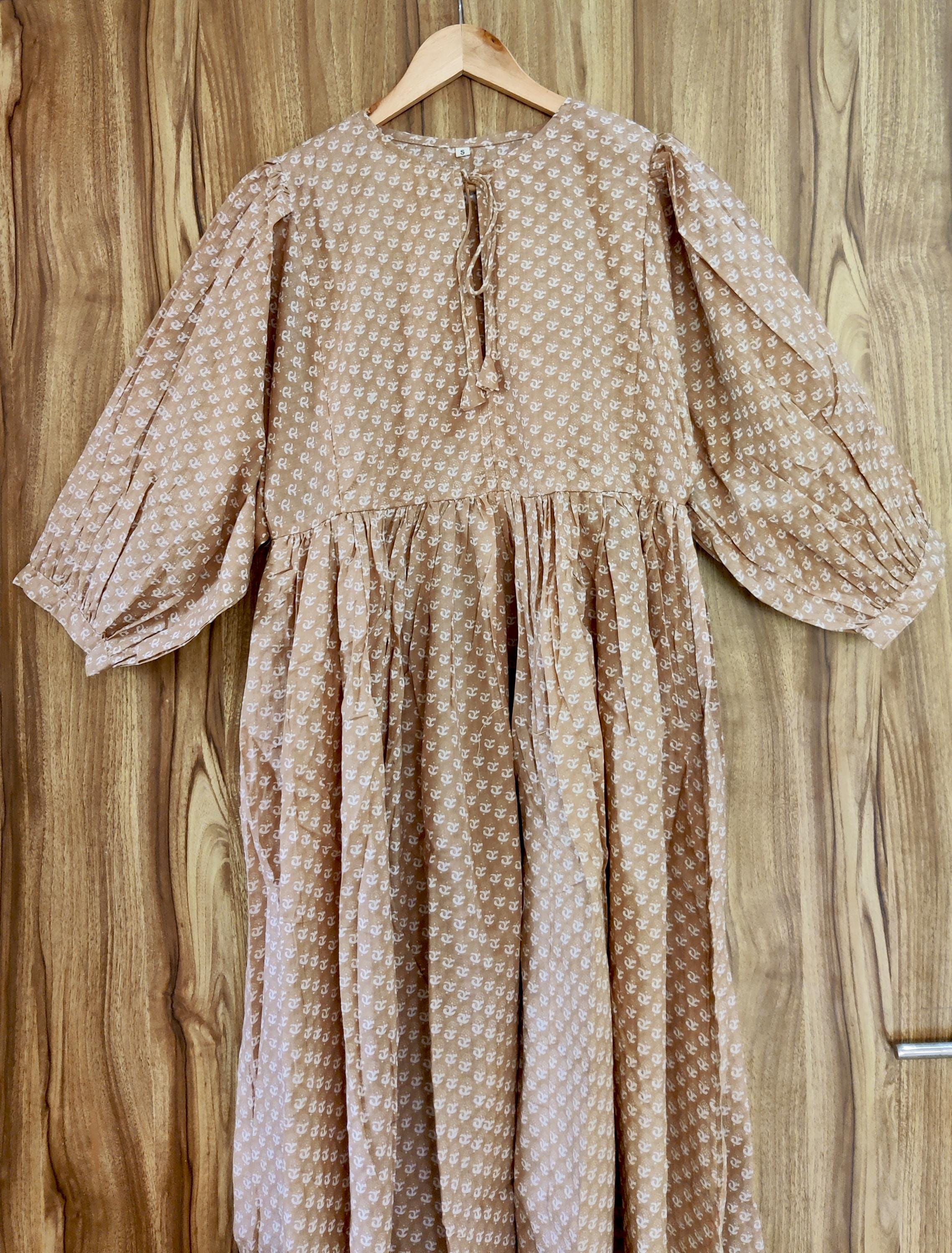 brown block print dress Brown block printed mini – ahiclothing main image 1