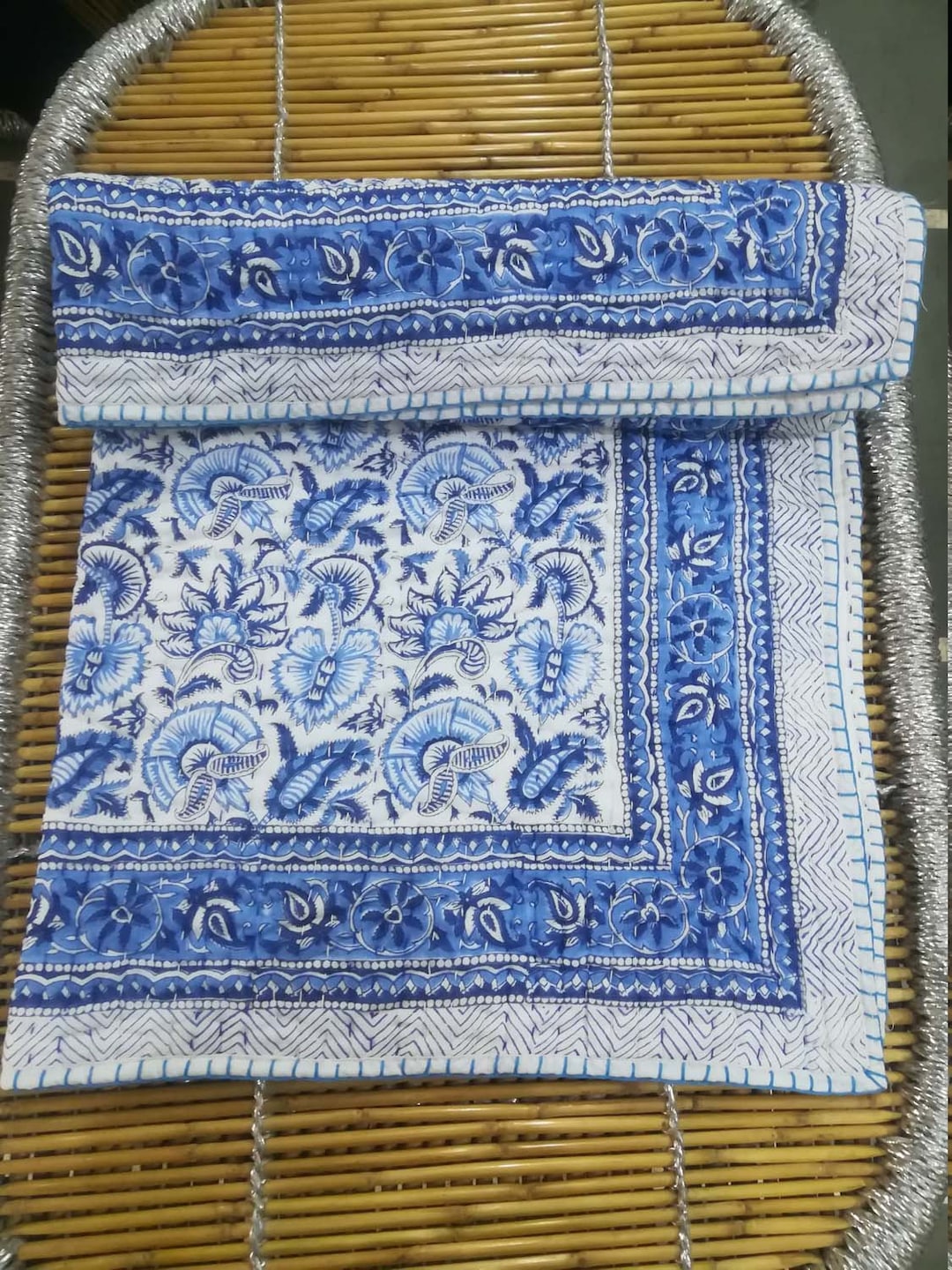 New Floral Baby Quilt Cotton Baby Quilt Hand Block Print Cotton Kantha