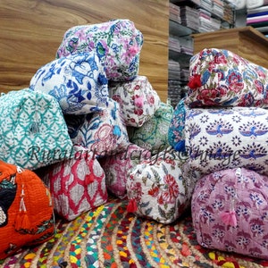 All'ingrosso Lot Makeup Bags 100% Cotone Block Print Cosmetic Bag Toiletry Bags- Boho beauty bag Toiletry Kit Travel Case Pouch per donna