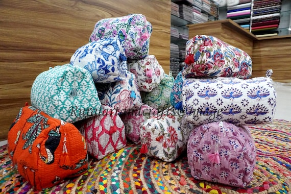 Groothandel Lot Make up Tassen 100 katoen blok print cosmetische tas toiletartikelen tassen Boho schoonheid tas toiletartikelen kits reistas pouch voor vrouwen Etsy Nederland