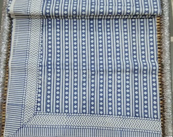Handmade Cotton Bed Sheet: Block Print Indian Bedspread Throw