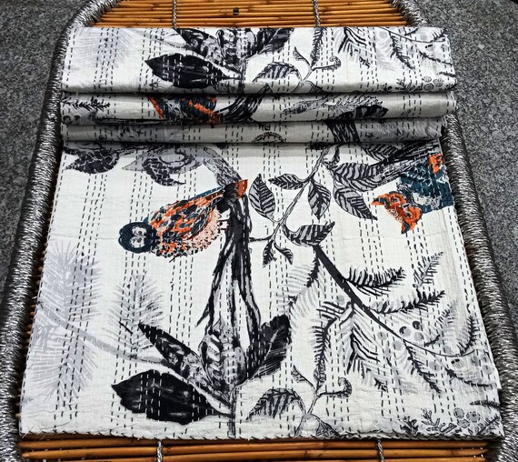 New Hand Stitched Kantha Bed Cover Kantha Quilt Kantha Blanket