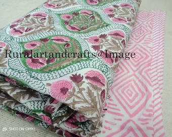 Hand Block Print Cotton Dohar | Jaipur Printed Reversible Summer AC Blanket