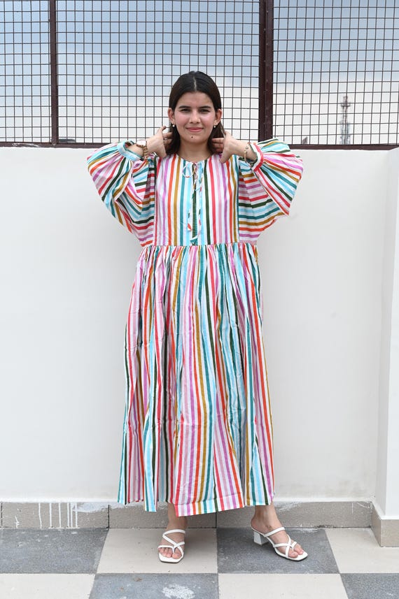 Midi Dress Colorful Vertical Striped Dress Vintage Vertical Striped Colorful Button Down Midi Sailor Dress Midi Dress Colorful Vertical Striped Dress Vintage Vertical Striped Colorful Button Down Midi Sailor Dress