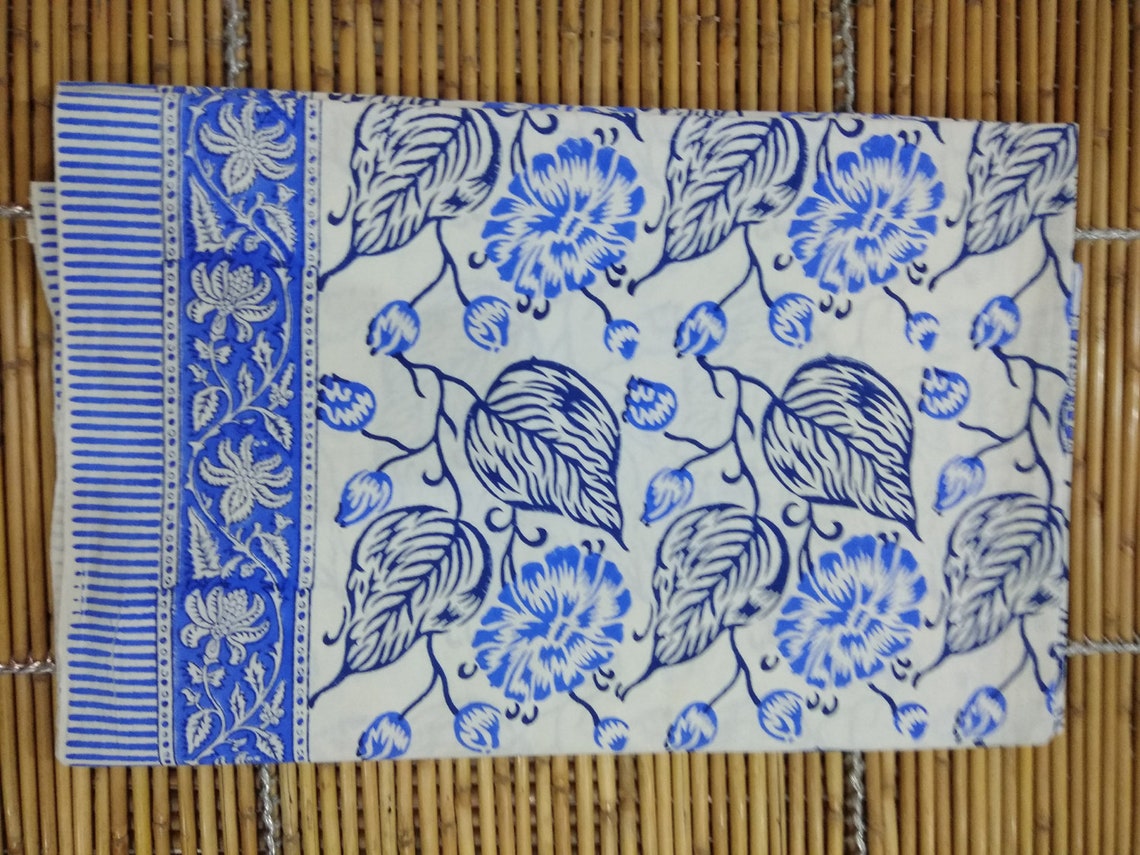 Natural Cotton Flat Bed Sheet Bedroom Decor Hand Block Print | Etsy
