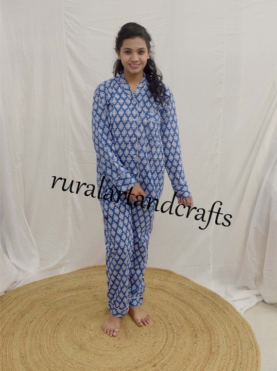 Jaipuri Cotton Night Suit Hand Block Print Cotton Night Dress